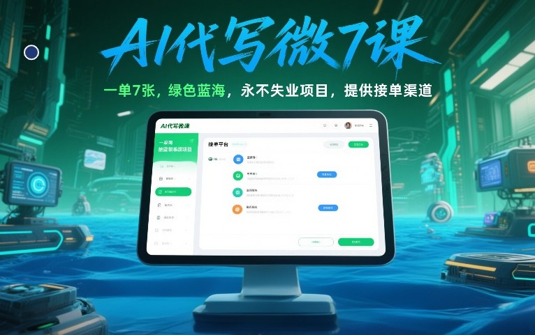 AI代写微课,一单7张,绿色蓝海,永不失业项目,提供接单渠道!-靠谱项目库