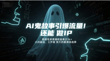 AI鬼故事引爆流量，还能做IP，视频号多渠道收益单日1k+，小白副业、工作室放大的最佳选择-靠谱项目库