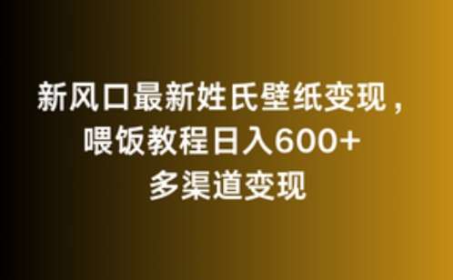 新风口最新姓氏壁纸变现，喂饭教程日入600+【揭秘】-靠谱项目库