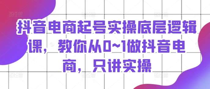抖音电商起号实操底层逻辑课,教你从0~1做抖音电商,只讲实操-靠谱项目库