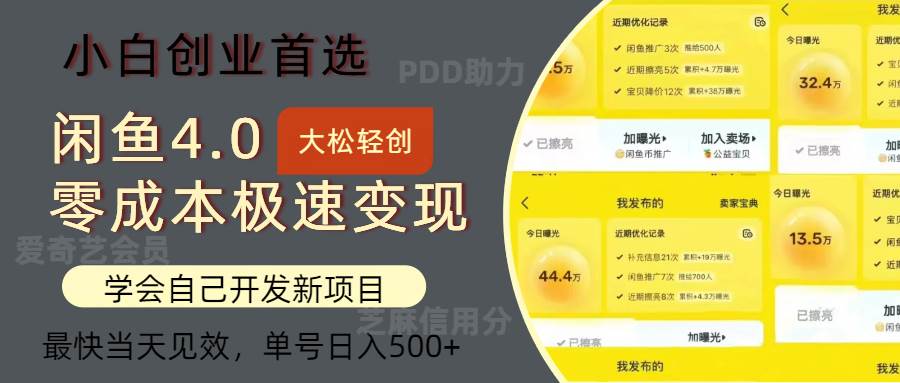 （12434期）闲鱼0成本极速变现项目，多种变现方式 单号日入500+最新玩法-靠谱项目库