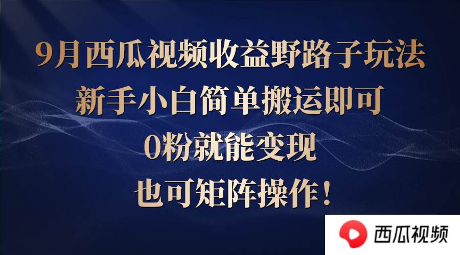 （12760期）西瓜视频收益野路子玩法，新手小白简单搬运即可，0粉就能变现，也可矩...-靠谱项目库