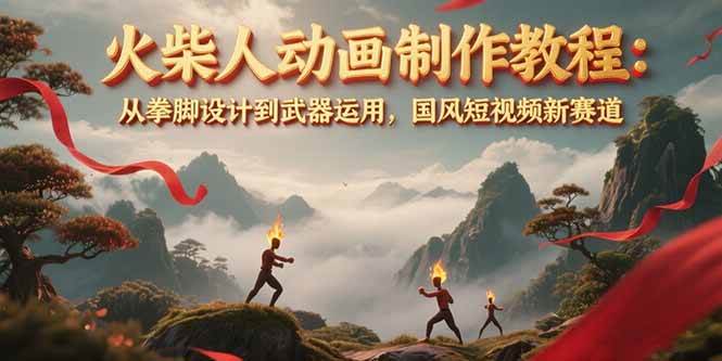 火柴人动画制作教程:从拳脚设计到武器运用,国风短视频新赛道-靠谱项目库