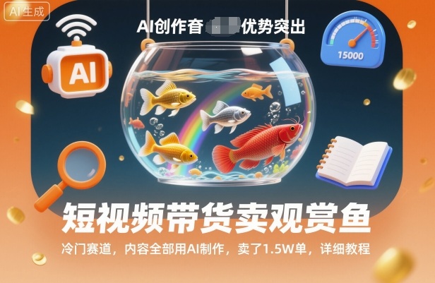 短视频带货卖观赏鱼，冷门赛道，内容全部用AI制作，卖了1.5W单，详细教程-靠谱项目库