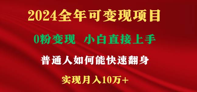 （9045期）2024全年可变现项目，一天收益至少2000+，小白上手快，普通人就要利用互…-靠谱项目库