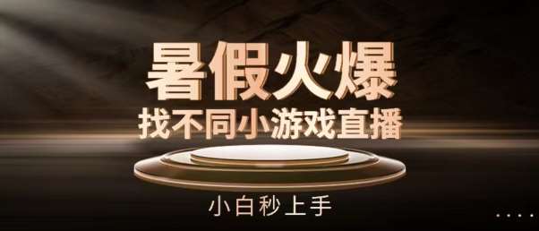 暑假火爆找不同小游戏直播间，小白秒上手【揭秘】-靠谱项目库
