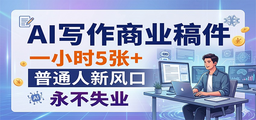 AI写作商业稿件,一小时5张+,普通人新风口,永不失业-靠谱项目库