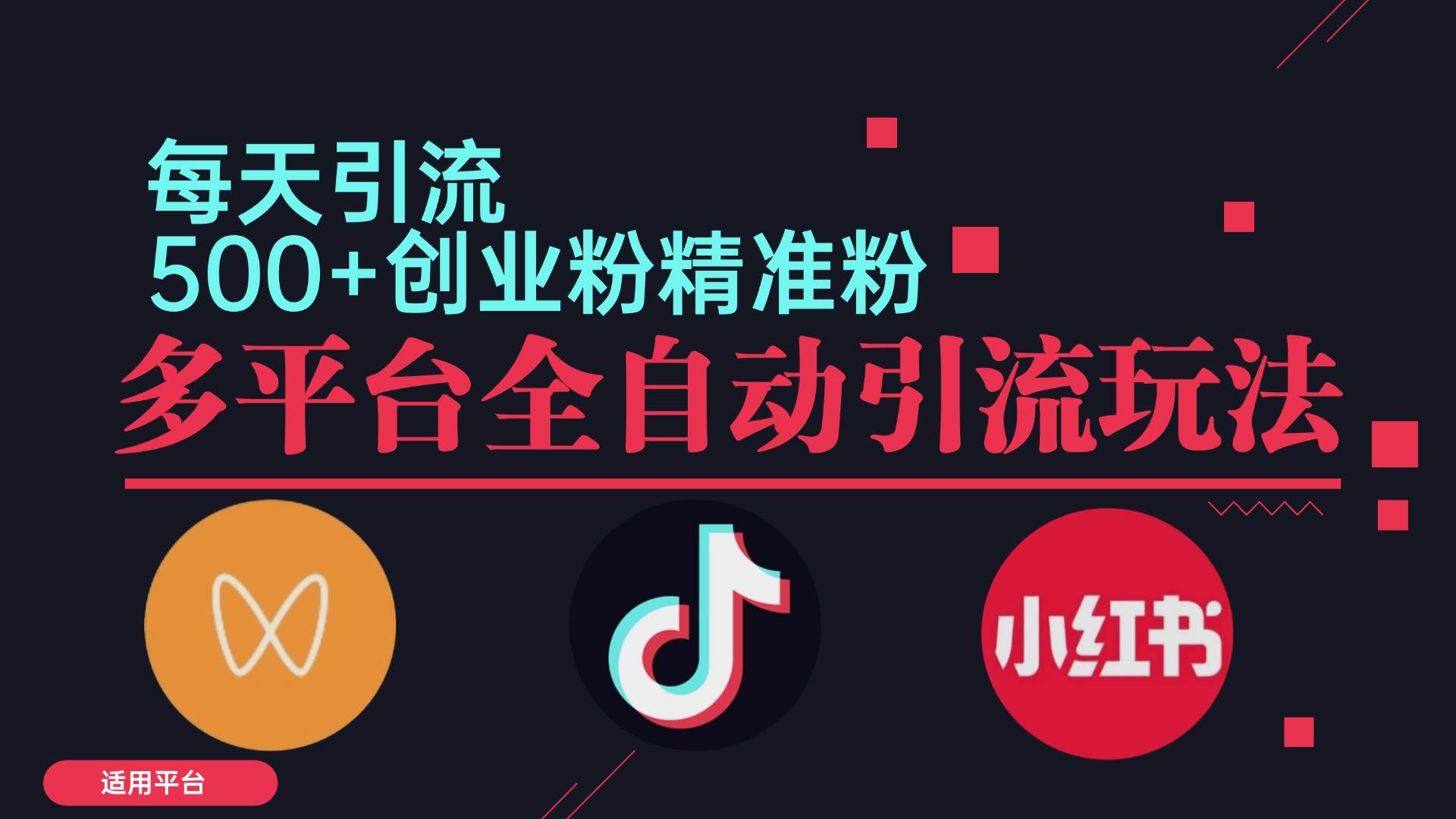 （12765期）小红书抖音视频号截流自热全平台引流打法，全自动引流【日引2000+精准...-靠谱项目库