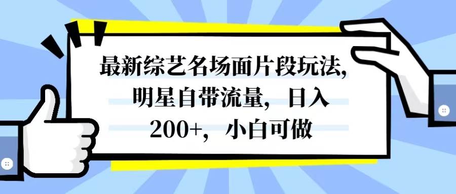 最新综艺名场面片段玩法，明星自带流量，日入200+，小白可做-靠谱项目库