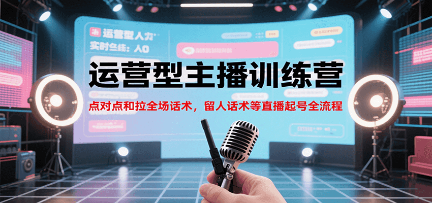 运营型主播训练营，点对点和拉全场话术，留人话术等直播起号全流程（更新8月）-靠谱项目库