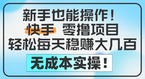 新手也能操作，快手零撸挣米，轻松每天挣2-5张，完全无成本-靠谱项目库