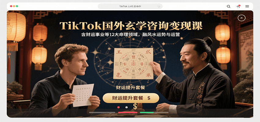 TikTok国外玄学咨询变现课，含财运事业等12大命理领域，融风水运势与运营-靠谱项目库