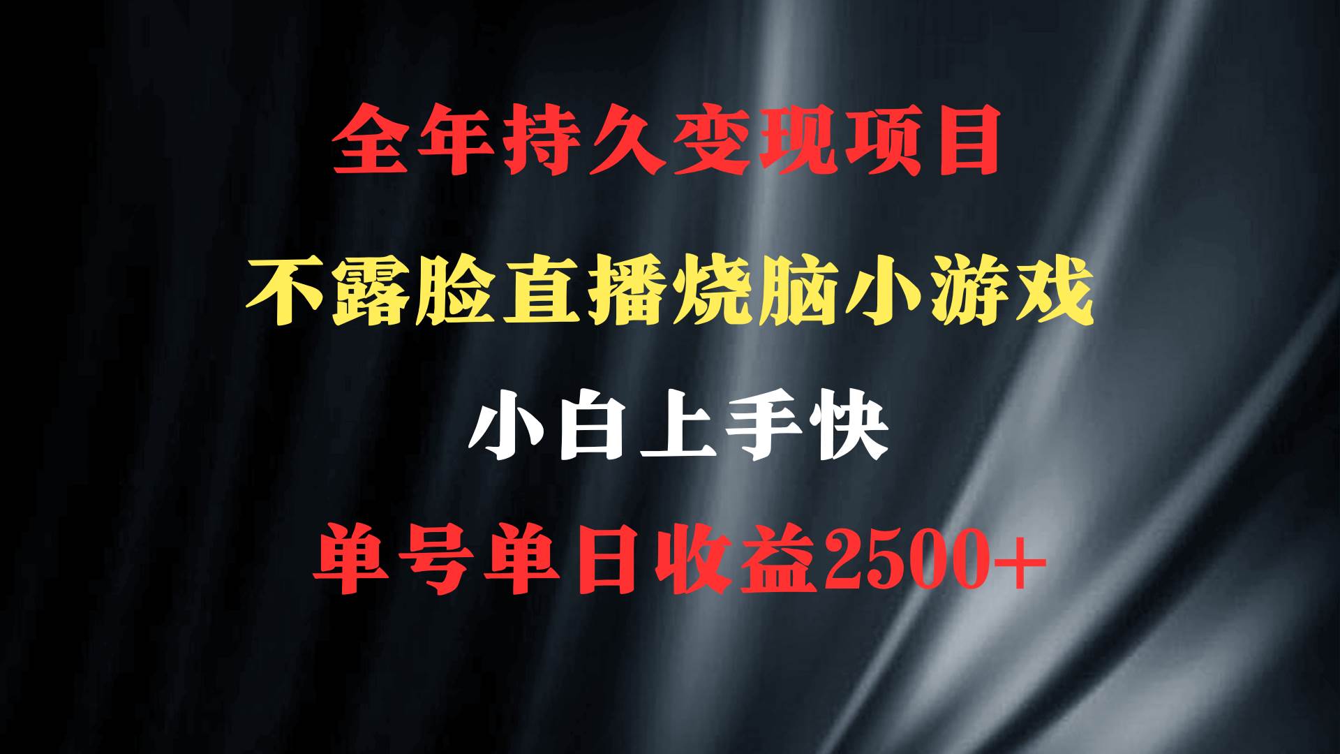 2024年 最优项目，烧脑小游戏不露脸直播  小白上手快 无门槛 一天收益2500+-靠谱项目库