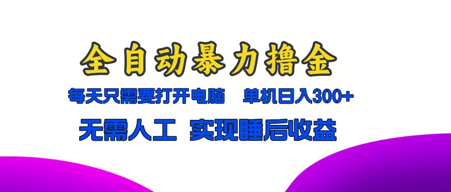 （13186期）全自动暴力撸金，只需要打开电脑，单机日入300+无需人工，实现睡后收益-靠谱项目库