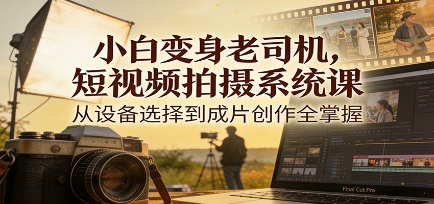 小白变身老司机,短视频拍摄系统课,从设备选择到成片创作全掌握-靠谱项目库
