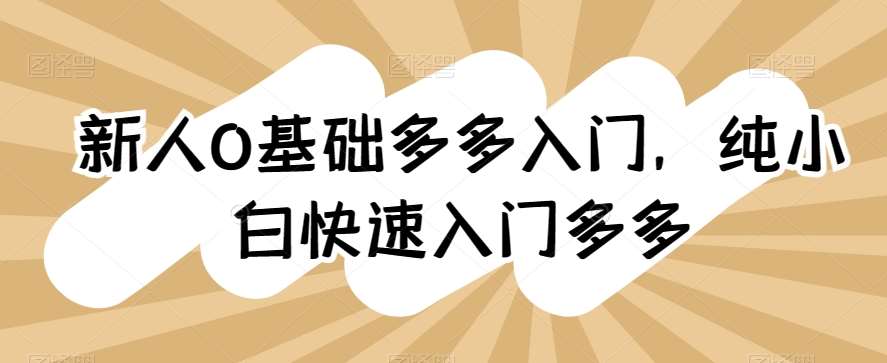 新人0基础多多入门，​纯小白快速入门多多-靠谱项目库