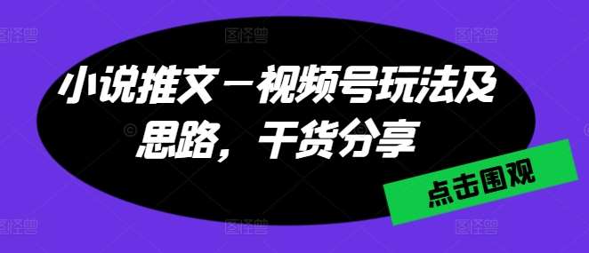 小说推文—视频号玩法及思路，干货分享-靠谱项目库