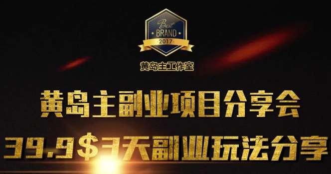 黄岛主副业分享会1期：3天3个副业玩法，速度上车-靠谱项目库