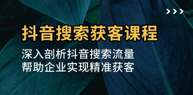 （13465期）抖音搜索获客课程：深入剖析抖音搜索流量，帮助企业实现精准获客-靠谱项目库