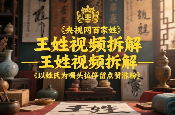 央视网百家姓–王姓视频拆解，以姓氏为噱头拉停留点赞涨粉-靠谱项目库