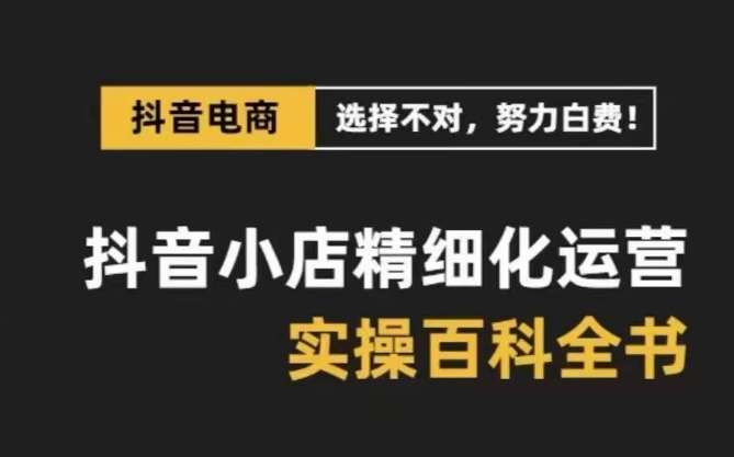 抖音小店精细化运营百科全书，保姆级运营实操讲解-靠谱项目库