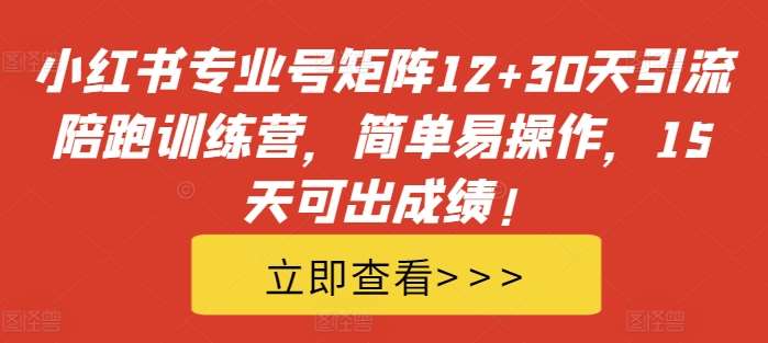 小红书专业号矩阵12+30天引流陪跑训练营，简单易操作，15天可出成绩!-靠谱项目库