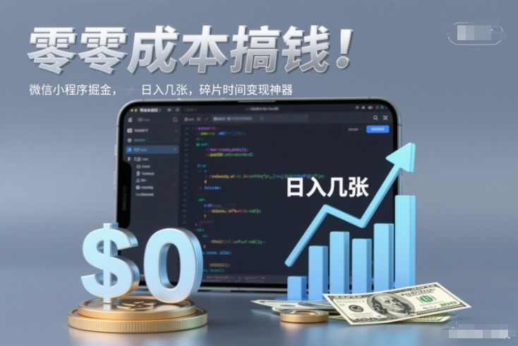 零成本搞钱，微信小程序掘金，简单易操作，日入几张，碎片时间变现神器【揭秘】-靠谱项目库