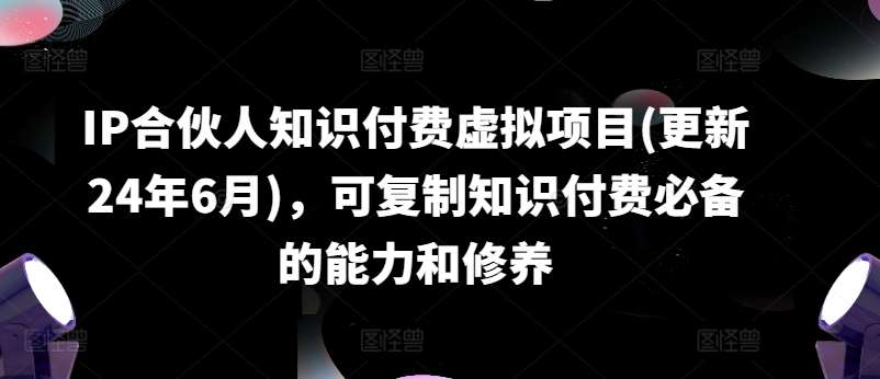IP合伙人知识付费虚拟项目(更新24年6月)，可复制知识付费必备的能力和修养-靠谱项目库