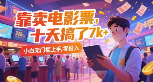 靠卖电影票,十天搞了7k+,小白无门槛上手,零投入【揭秘】-靠谱项目库