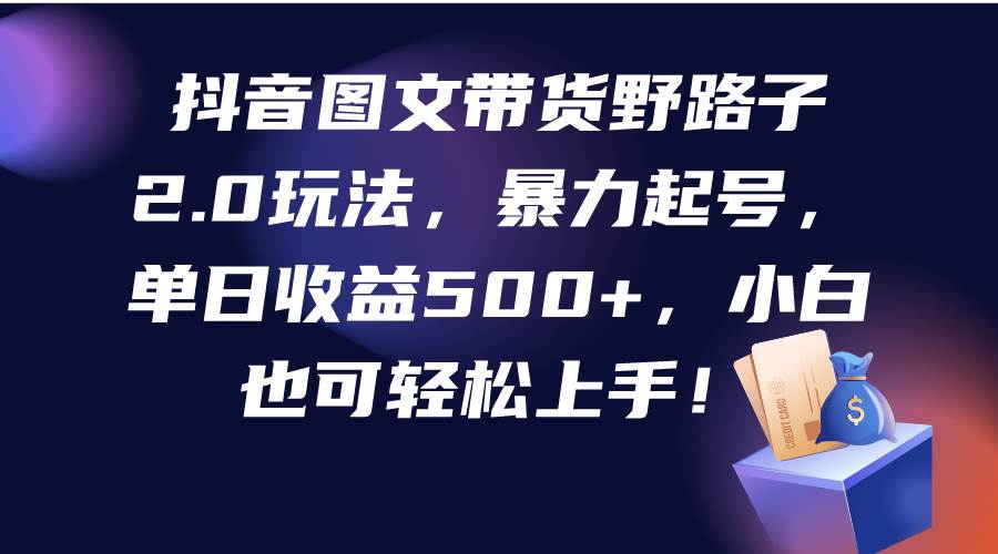（9790期）抖音图文带货野路子2.0玩法，暴力起号，单日收益500+，小白也可轻松上手！-靠谱项目库