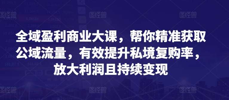 全域盈利商业大课,帮你精准获取公域流量,有效提升私境复购率,放大利润且持续变现-靠谱项目库