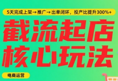 淘宝截流快速起店玩法，掌握暴力快速起店的流程，5天完成上架-推广-出单闭环-靠谱项目库
