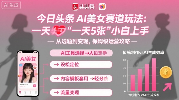 今日头条AI美女赛道玩法，一天轻松5张，小白轻松上手-靠谱项目库