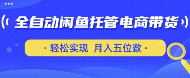 全自动闲鱼托管式电商带货,只需一部安卓手机和一个闲鱼号,轻松实现月入五位数【揭秘】-靠谱项目库