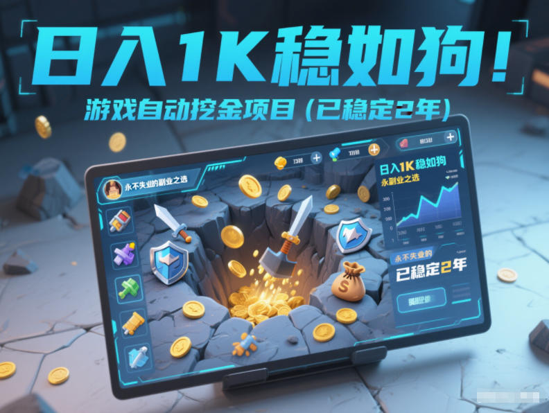 日入1K稳如狗！游戏自动挖金项目（已稳定2年），永不失业的副业之选【揭秘】-靠谱项目库