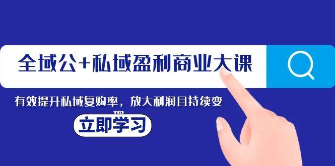 全域公+私域盈利商业大课，有效提升私域复购率，放大利润且持续变现-靠谱项目库