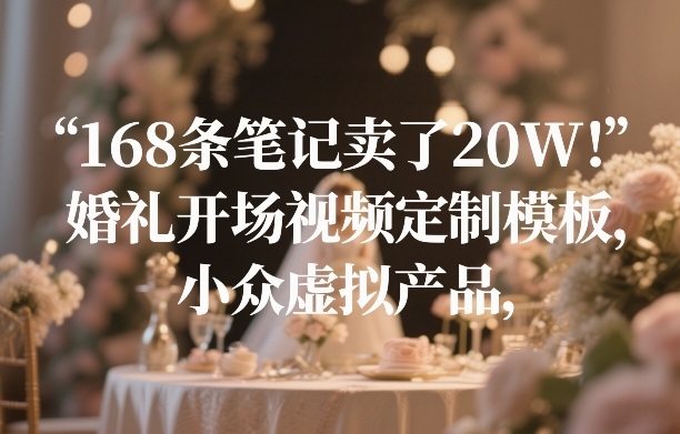 168条笔记卖了20W!婚礼开场视频定制模板,小众虚拟产品-靠谱项目库
