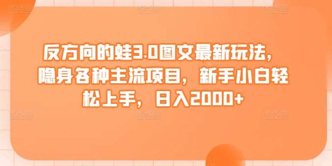 反方向的蛙3.0图文最新玩法，隐身各种主流项目，新手小白轻松上手，日入2000+【揭秘】-靠谱项目库