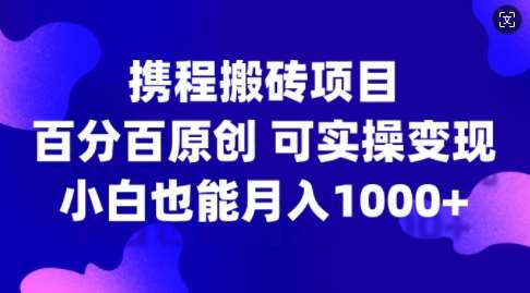 携程搬砖项目，百分百原创，可实操变现，新手小白月入1k+【揭秘】-靠谱项目库