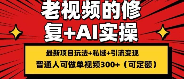 修复老视频的玩法,搬砖+引流的变现(可持久),单条收益300+【揭秘】-靠谱项目库