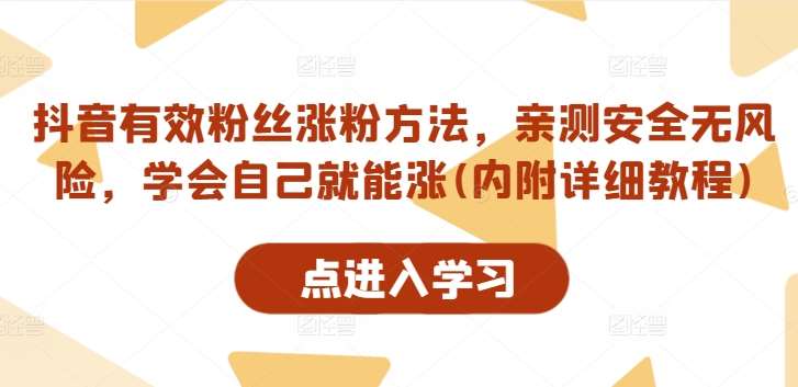 抖音有效粉丝涨粉方法,亲测安全无风险,学会自己就能涨(内附详细教程)-靠谱项目库