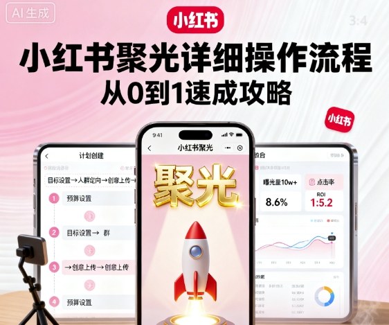 小红书聚光详细操作流程,小红书聚光从0到1速成攻略-靠谱项目库
