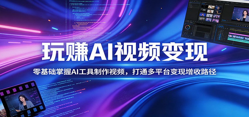 玩赚AI视频变现,零基础掌握AI具制作视频,打通多平台变现增收路径-靠谱项目库