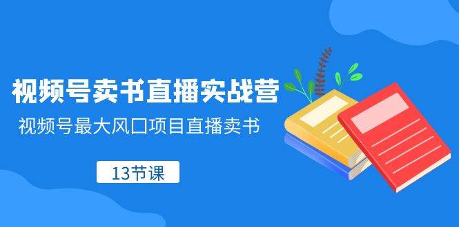 视频号-卖书直播实战营，视频号最大风囗项目直播卖书（13节课）-靠谱项目库