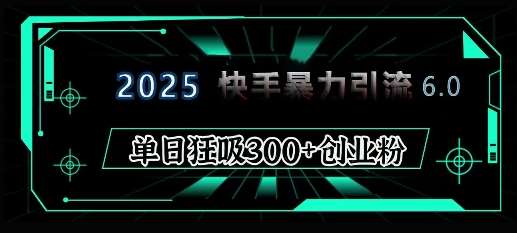 2025年快手6.0保姆级教程震撼来袭，单日狂吸300+精准创业粉-靠谱项目库