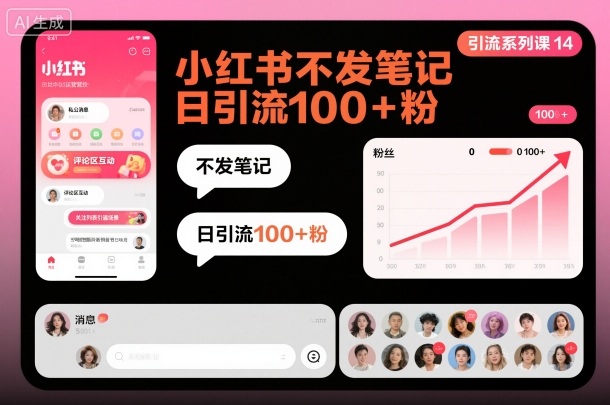 引流系列课14:小红书不发笔记日引流100+粉-靠谱项目库