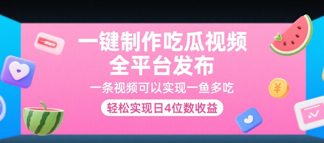 一键制作吃瓜视频，全平台发布，一条视频可以实现一鱼多吃，轻松实现日4位数收益【揭秘】-靠谱项目库