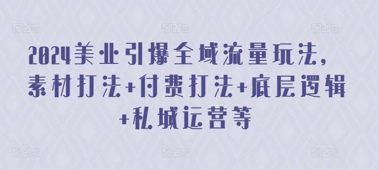 2024美业引爆全域流量玩法，素材打法 付费打法 底层逻辑 私城运营等-靠谱项目库
