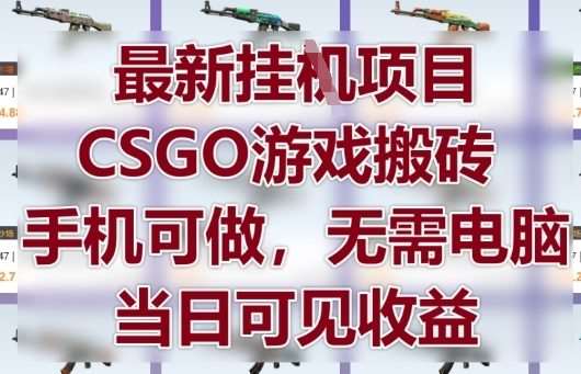 最新挂G项目，CSGO游戏搬砖，手机可做，无需电脑，当日见收益【揭秘】-靠谱项目库