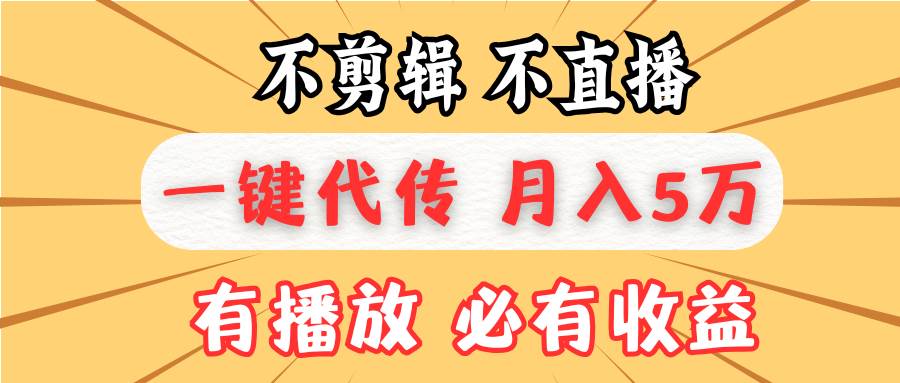 （13555期）不剪辑不直播，一键代发，月入5万懒人必备，我出视频你来发-靠谱项目库